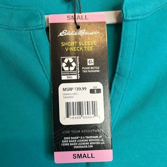 Eddie Bauer short sleeve V-neck tee. Size small brand new with tags. - Picture 8 of 12